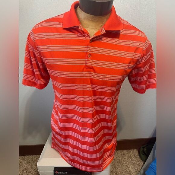 Nike Tour Performance DriFit Mens Medium Short Sleeve Striped Polo - Picture 1 of 7